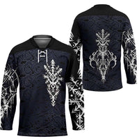 Runic Skull Hockey Jersey with Nordic Symbols and Knot Pattern Viking Heritage Tribute - Wonder Print Shop