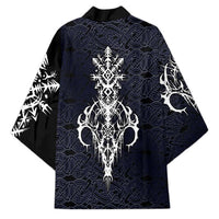 Runic Skull Kimono with Nordic Symbols and Knot Pattern Viking Heritage Tribute - Wonder Print Shop