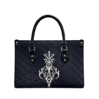 Runic Skull Leather Bag with Nordic Symbols and Knot Pattern Viking Heritage Tribute - Wonder Print Shop