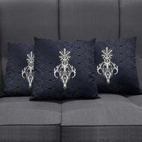 Runic Skull Pillow Cover with Nordic Symbols and Knot Pattern Viking Heritage Tribute - Wonder Print Shop