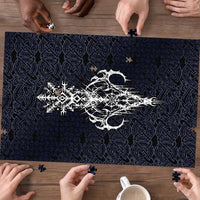 Runic Skull Puzzle with Nordic Symbols and Knot Pattern Viking Heritage Tribute - Wonder Print Shop
