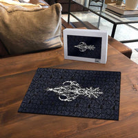 Runic Skull Puzzle with Nordic Symbols and Knot Pattern Viking Heritage Tribute - Wonder Print Shop