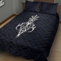 Runic Skull Quilt Bed Set with Nordic Symbols and Knot Pattern Viking Heritage Tribute - Wonder Print Shop