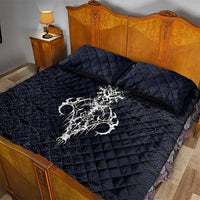 Runic Skull Quilt Bed Set with Nordic Symbols and Knot Pattern Viking Heritage Tribute - Wonder Print Shop