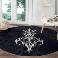 Runic Skull Round Carpet with Nordic Symbols and Knot Pattern Viking Heritage Tribute - Wonder Print Shop