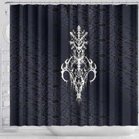 Runic Skull Shower Curtain with Nordic Symbols and Knot Pattern Viking Heritage Tribute - Wonder Print Shop