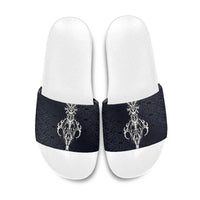 Runic Skull Slide Sandals with Nordic Symbols and Knot Pattern Viking Heritage Tribute - Wonder Print Shop