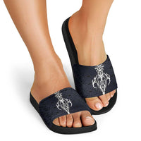 Runic Skull Slide Sandals with Nordic Symbols and Knot Pattern Viking Heritage Tribute - Wonder Print Shop