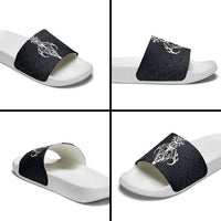 Runic Skull Slide Sandals with Nordic Symbols and Knot Pattern Viking Heritage Tribute - Wonder Print Shop