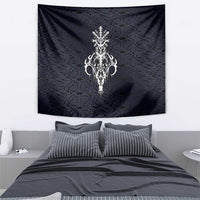 Runic Skull Tapestry with Nordic Symbols and Knot Pattern Viking Heritage Tribute - Wonder Print Shop