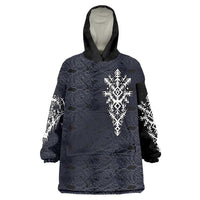 Runic Skull Wearable Blanket Hoodie with Nordic Symbols and Knot Pattern Viking Heritage Tribute - Wonder Print Shop