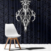 Runic Skull Window Curtain with Nordic Symbols and Knot Pattern Viking Heritage Tribute - Wonder Print Shop