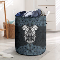 Viking Vegvisir Symbol Laundry Basket with Runes and Intricate Knotwork Norse Protection Tribute - Wonder Print Shop