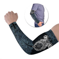 Viking Vegvisir Symbol Arm Sleeves with Runes and Intricate Knotwork Norse Protection Tribute - Wonder Print Shop