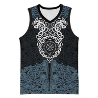 Viking Vegvisir Symbol Basketball Jersey with Runes and Intricate Knotwork Norse Protection Tribute - Wonder Print Shop
