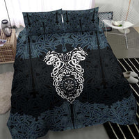 Viking Vegvisir Symbol Bedding Set with Runes and Intricate Knotwork Norse Protection Tribute - Wonder Print Shop
