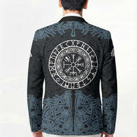 Viking Vegvisir Symbol Blazer with Runes and Intricate Knotwork Norse Protection Tribute - Wonder Print Shop
