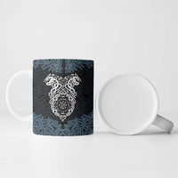 Viking Vegvisir Symbol Ceramic Mug with Runes and Intricate Knotwork Norse Protection Tribute - Wonder Print Shop