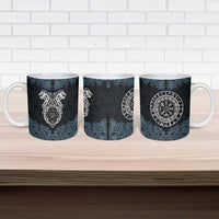 Viking Vegvisir Symbol Ceramic Mug with Runes and Intricate Knotwork Norse Protection Tribute - Wonder Print Shop