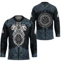 Viking Vegvisir Symbol Hockey Jersey with Runes and Intricate Knotwork Norse Protection Tribute - Wonder Print Shop