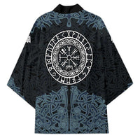 Viking Vegvisir Symbol Kimono with Runes and Intricate Knotwork Norse Protection Tribute - Wonder Print Shop