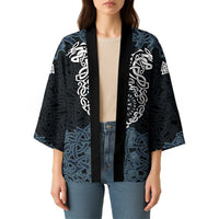 Viking Vegvisir Symbol Kimono with Runes and Intricate Knotwork Norse Protection Tribute - Wonder Print Shop