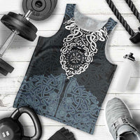 Viking Vegvisir Symbol Men Tank Top with Runes and Intricate Knotwork Norse Protection Tribute - Wonder Print Shop