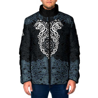 Viking Vegvisir Symbol Padded Jacket with Runes and Intricate Knotwork Norse Protection Tribute - Wonder Print Shop