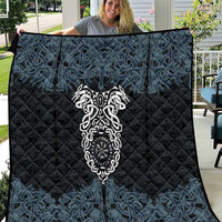Viking Vegvisir Symbol Quilt with Runes and Intricate Knotwork Norse Protection Tribute - Wonder Print Shop