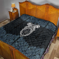 Viking Vegvisir Symbol Quilt with Runes and Intricate Knotwork Norse Protection Tribute - Wonder Print Shop