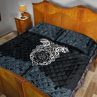 Viking Vegvisir Symbol Quilt Bed Set with Runes and Intricate Knotwork Norse Protection Tribute - Wonder Print Shop
