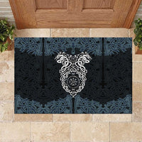 Viking Vegvisir Symbol Rubber Doormat with Runes and Intricate Knotwork Norse Protection Tribute - Wonder Print Shop