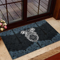 Viking Vegvisir Symbol Rubber Doormat with Runes and Intricate Knotwork Norse Protection Tribute - Wonder Print Shop
