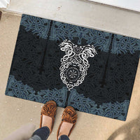 Viking Vegvisir Symbol Rubber Doormat with Runes and Intricate Knotwork Norse Protection Tribute - Wonder Print Shop