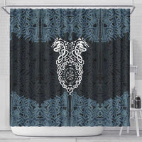 Viking Vegvisir Symbol Shower Curtain with Runes and Intricate Knotwork Norse Protection Tribute - Wonder Print Shop