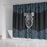 Viking Vegvisir Symbol Shower Curtain with Runes and Intricate Knotwork Norse Protection Tribute - Wonder Print Shop