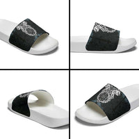 Viking Vegvisir Symbol Slide Sandals with Runes and Intricate Knotwork Norse Protection Tribute - Wonder Print Shop
