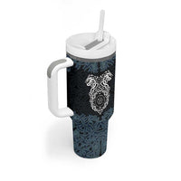 Viking Vegvisir Symbol Tumbler With Handle with Runes and Intricate Knotwork Norse Protection Tribute - Wonder Print Shop