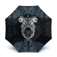 Viking Vegvisir Symbol Umbrella with Runes and Intricate Knotwork Norse Protection Tribute - Wonder Print Shop