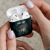 Spirit Guide Wolf AirPods Case with Forest Background Tribal Paw Print with Nature Symbols Native American - Wonder Print Shop