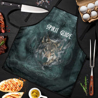 Spirit Guide Wolf Apron with Forest Background Tribal Paw Print with Nature Symbols Native American - Wonder Print Shop