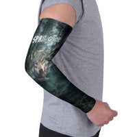Spirit Guide Wolf Arm Sleeves with Forest Background Tribal Paw Print with Nature Symbols Native American - Wonder Print Shop