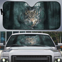 Spirit Guide Wolf Auto Sun Shade with Forest Background Tribal Paw Print with Nature Symbols Native American - Wonder Print Shop