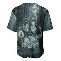 Spirit Guide Wolf Baseball Jersey with Forest Background Tribal Paw Print with Nature Symbols Native American - Wonder Print Shop