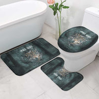 Spirit Guide Wolf Bathroom Set with Forest Background Tribal Paw Print with Nature Symbols Native American - Wonder Print Shop