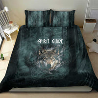 Spirit Guide Wolf Bedding Set with Forest Background Tribal Paw Print with Nature Symbols Native American - Wonder Print Shop