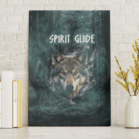 Spirit Guide Wolf Canvas Wall Art with Forest Background Tribal Paw Print with Nature Symbols Native American - Wonder Print Shop