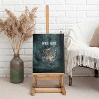 Spirit Guide Wolf Canvas Wall Art with Forest Background Tribal Paw Print with Nature Symbols Native American - Wonder Print Shop