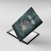 Spirit Guide Wolf Canvas Wall Art with Forest Background Tribal Paw Print with Nature Symbols Native American - Wonder Print Shop