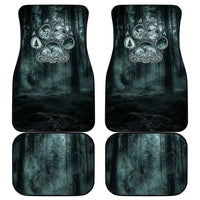 Spirit Guide Wolf Car Mats with Forest Background Tribal Paw Print with Nature Symbols Native American - Wonder Print Shop